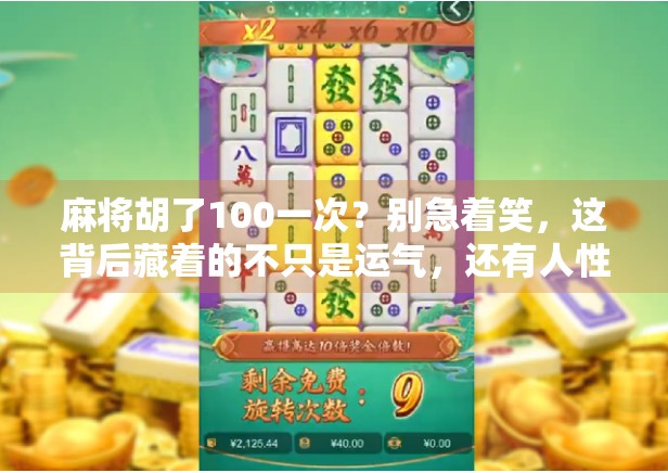 麻将胡了100一次？别急着笑，这背后藏着的不只是运气，还有人性的真相！