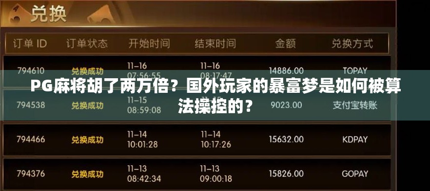 PG麻将胡了两万倍？国外玩家的暴富梦是如何被算法操控的？